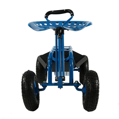 22" Blue Steel Garden Stool
