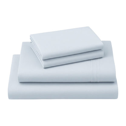 Four Piece Light Blue Cotton Queen Sheet Set