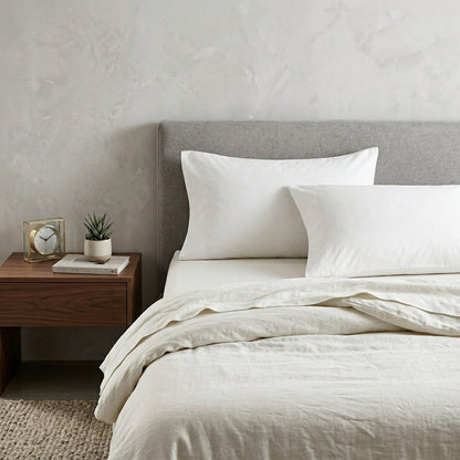 Set of Two White Cotton Queen Pillowcases