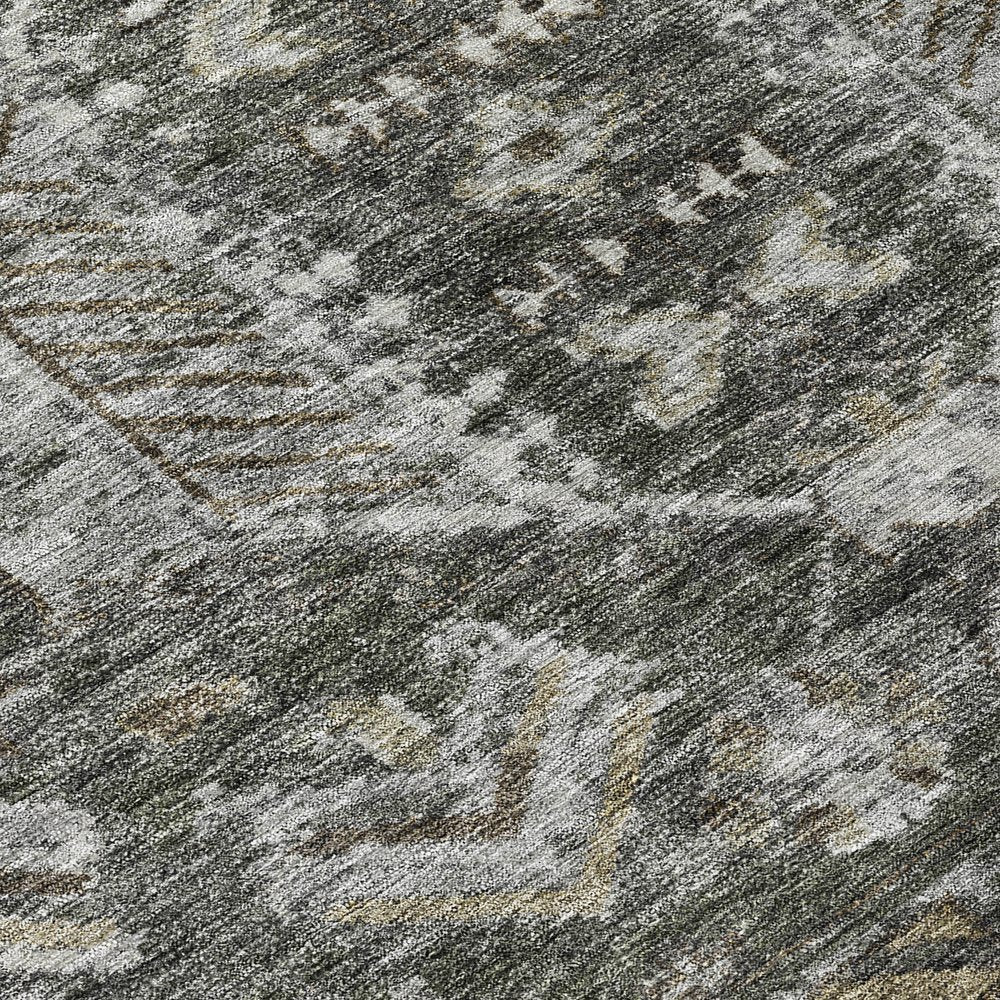 8' X 10' Pewter And Silver Medallion Washable Indoor Outdoor Area Rug