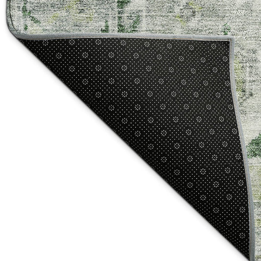 9' X 12' Lime Green And Beige Medallion Washable Indoor Outdoor Area Rug