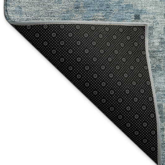 10' X 14' Blue And Gray Abstract Washable Indoor Outdoor Area Rug
