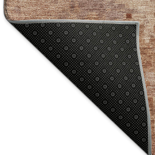 10' X 14' Copper And Coral Abstract Washable Indoor Outdoor Area Rug