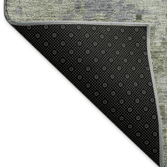 10' X 14' Green And Gray Abstract Washable Indoor Outdoor Area Rug