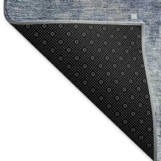 10' X 14' Blue And Ivory Abstract Washable Indoor Outdoor Area Rug