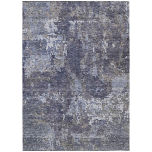 10' X 14' Plum And Ivory Abstract Washable Indoor Outdoor Area Rug