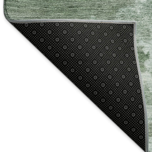 10' X 14' Artichoke Green And Ivory Abstract Washable Indoor Outdoor Area Rug