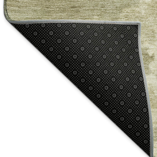 9' X 12' Sage Ivory And Gold Abstract Washable Indoor Outdoor Area Rug