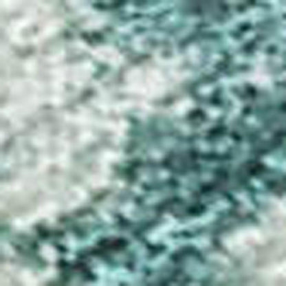 9' X 12' Teal Blue Ivory And Gold Abstract Washable Indoor Outdoor Area Rug