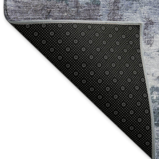9' X 12' Blue And Gray Abstract Washable Indoor Outdoor Area Rug