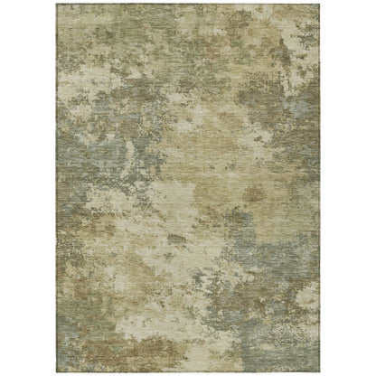 9' X 12' Wheat And Beige Abstract Washable Indoor Outdoor Area Rug