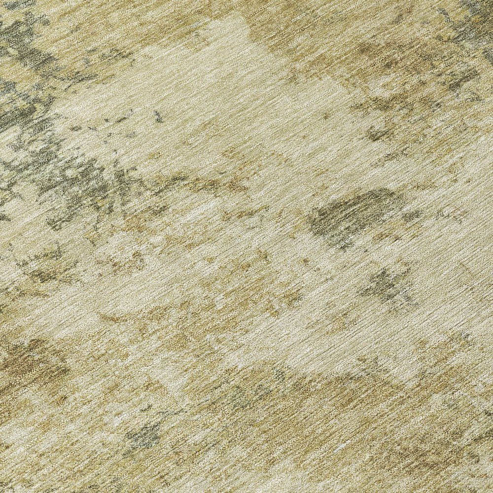 9' X 12' Wheat And Beige Abstract Washable Indoor Outdoor Area Rug