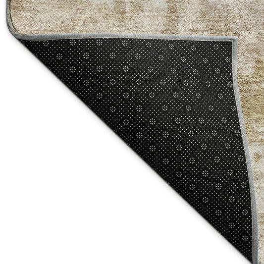 9' X 12' Brown And Beige Abstract Washable Indoor Outdoor Area Rug