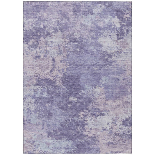 9' X 12' Plum And Gray Abstract Washable Indoor Outdoor Area Rug
