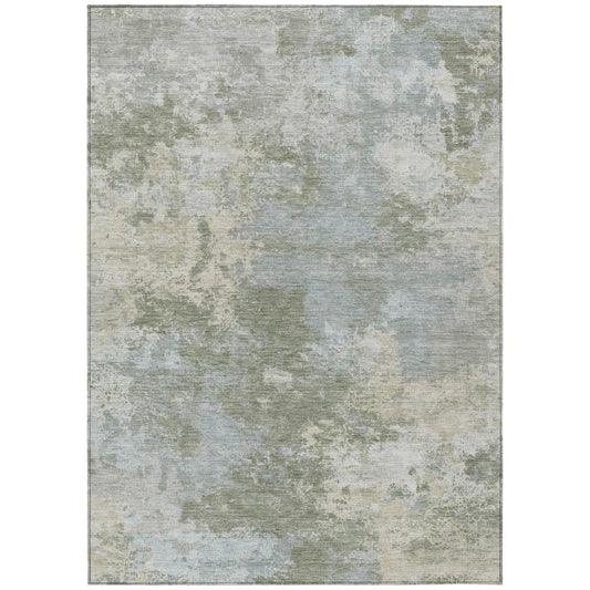 9' X 12' Sage And Gray Abstract Washable Indoor Outdoor Area Rug