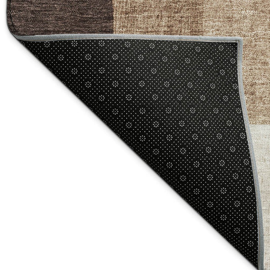 10' X 14' Brown And Beige Geometric Washable Indoor Outdoor Area Rug