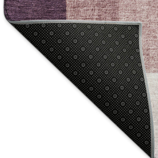 10' X 14' Eggplant And Ivory Geometric Washable Indoor Outdoor Area Rug