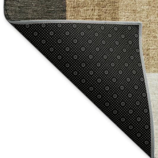 9' X 12' Fern Green Beige And Ivory Geometric Washable Indoor Outdoor Area Rug