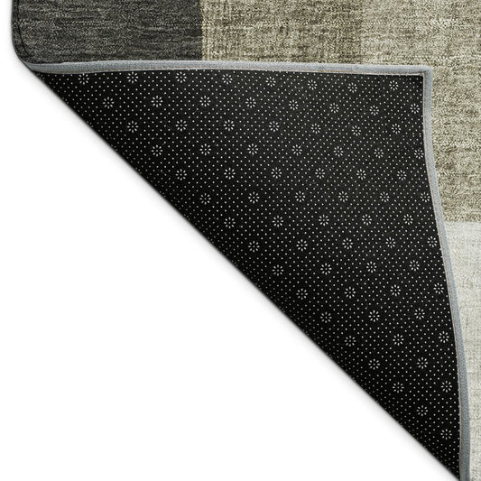 10' X 14' Pewter And Ivory Geometric Washable Indoor Outdoor Area Rug