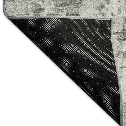9' X 12' Pewter And Ivory Abstract Washable Indoor Outdoor Area Rug
