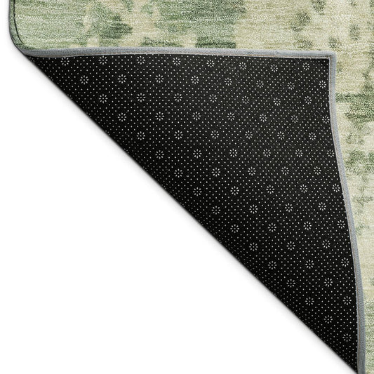 9' X 12' Sage And Beige Abstract Washable Indoor Outdoor Area Rug