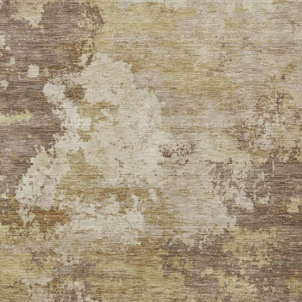 9' X 12' Wheat And Beige Abstract Washable Indoor Outdoor Area Rug