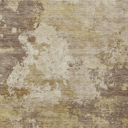 9' X 12' Wheat And Beige Abstract Washable Indoor Outdoor Area Rug