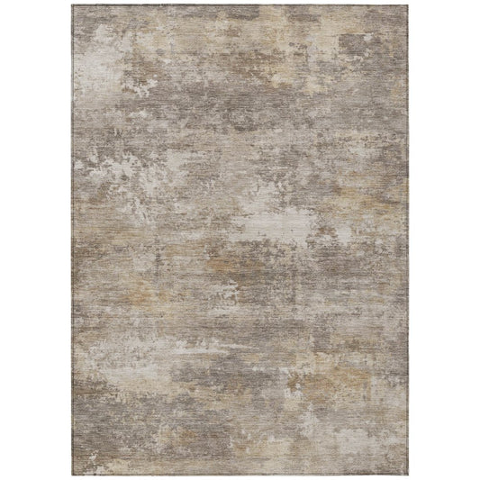 10' X 14' Pewter And Beige Abstract Washable Indoor Outdoor Area Rug