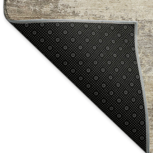 10' X 14' Pewter And Beige Abstract Washable Indoor Outdoor Area Rug