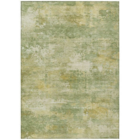 9' X 12' Sage And Gold Abstract Washable Indoor Outdoor Area Rug