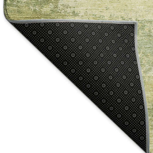 9' X 12' Sage And Gold Abstract Washable Indoor Outdoor Area Rug