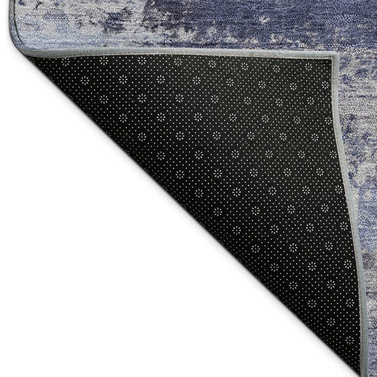 10' X 14' Blue And Ivory Abstract Washable Indoor Outdoor Area Rug
