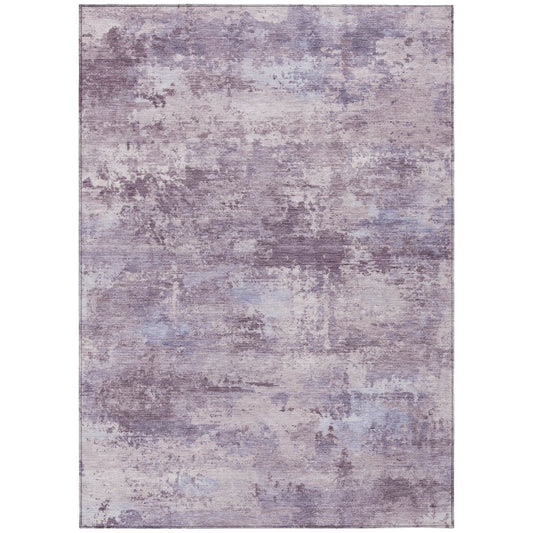 10' X 14' Lavender And Ivory Abstract Washable Indoor Outdoor Area Rug