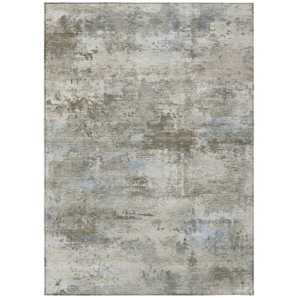 9' X 12' Tan And Beige Abstract Washable Indoor Outdoor Area Rug