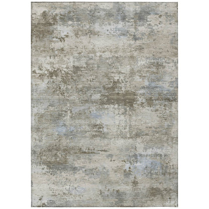9' X 12' Tan And Beige Abstract Washable Indoor Outdoor Area Rug