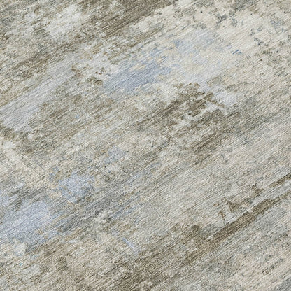 9' X 12' Tan And Beige Abstract Washable Indoor Outdoor Area Rug