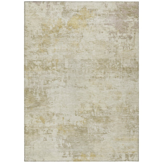 10' X 14' Beige And Ivory Abstract Washable Indoor Outdoor Area Rug