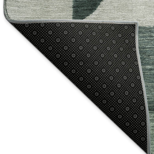 10' X 14' Artichoke Green And Wheat Geometric Washable Indoor Outdoor Area Rug