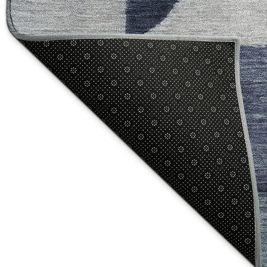 10' X 14' Blue And Wheat Geometric Washable Indoor Outdoor Area Rug