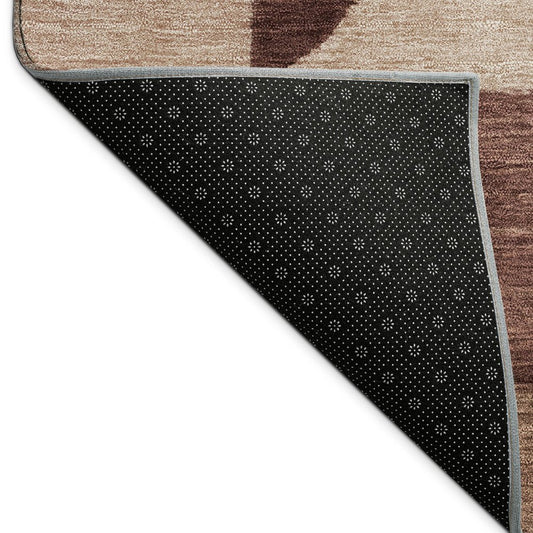 9' X 12' Burgundy And Wheat Geometric Washable Indoor Outdoor Area Rug