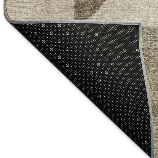 9' X 12' Khaki And Taupe Geometric Washable Indoor Outdoor Area Rug