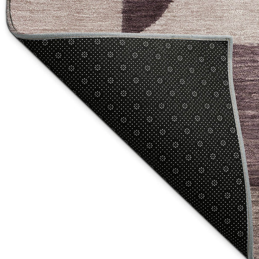 9' X 12' Plum And Wheat Geometric Washable Indoor Outdoor Area Rug