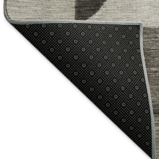 9' X 12' Taupe And Beige Geometric Washable Indoor Outdoor Area Rug