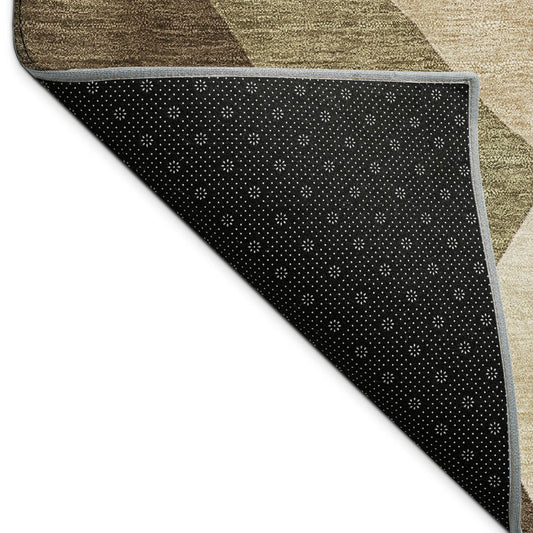 9' X 12' Brown And Beige Abstract Washable Indoor Outdoor Area Rug