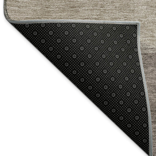 9' X 12' Coffee And Gray Abstract Washable Indoor Outdoor Area Rug