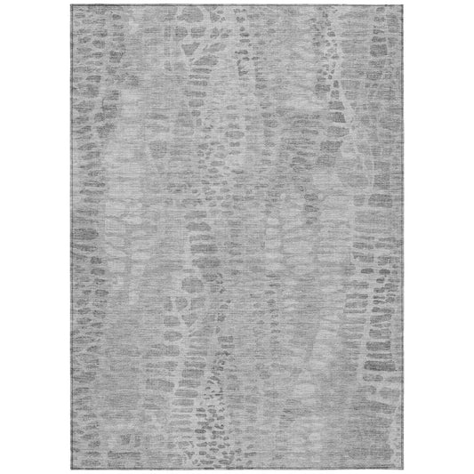 10' X 14' Gray And Silver Abstract Washable Indoor Outdoor Area Rug