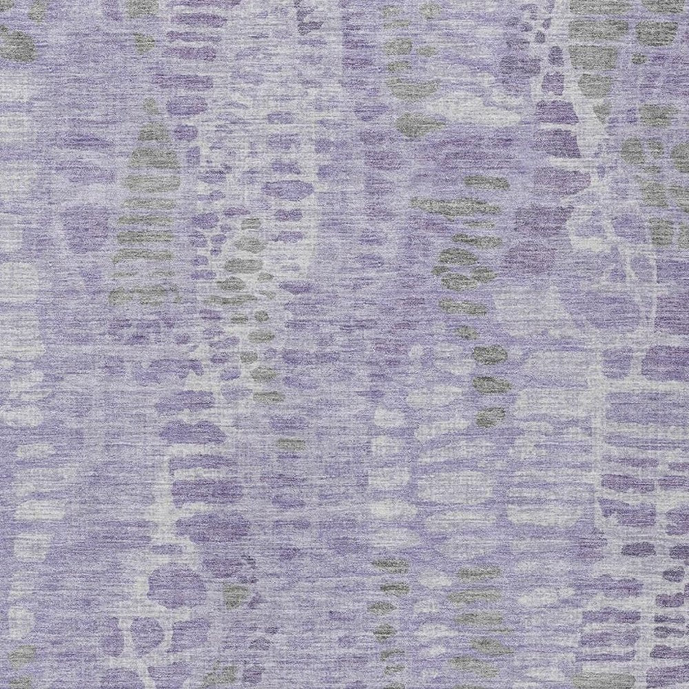 9' X 12' Purple And Gray Abstract Washable Indoor Outdoor Area Rug