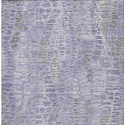 9' X 12' Purple And Gray Abstract Washable Indoor Outdoor Area Rug