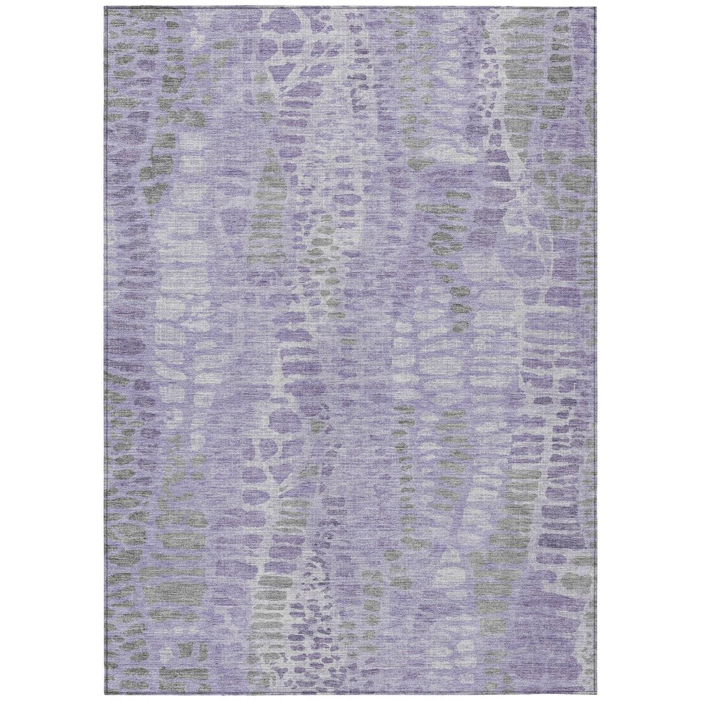 9' X 12' Purple And Gray Abstract Washable Indoor Outdoor Area Rug