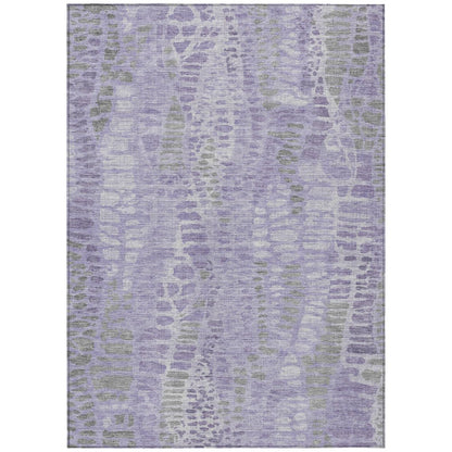 9' X 12' Purple And Gray Abstract Washable Indoor Outdoor Area Rug